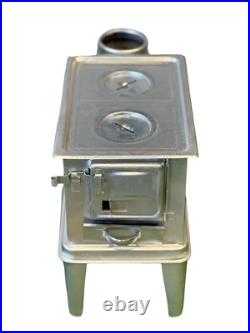 Camping Wood Stove Fireplace, Small WoodStove, Outdoor Firepit, Silver Metallic