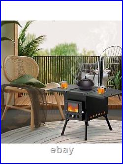 Camping Wood Stove Portable Cast Iron Wood Burning Camp Stove Outdoor Cooking