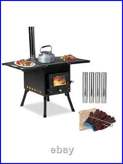 Camping Wood Stove Portable Cast Iron Wood Burning Camp Stove Outdoor Cooking