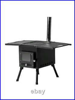 Camping Wood Stove Portable Cast Iron Wood Burning Camp Stove Outdoor Cooking