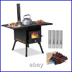 Camping Wood Stove Portable Cast Iron Wood Burning Camp Stove Outdoor Cooking