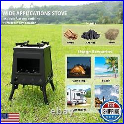 Camping Wood Stove, Portable Wood Burning Stove, Backpacking Folding Camp Ten