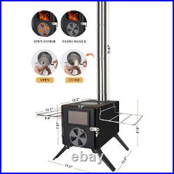 Carbon Steel Wood Burning Stove with Stainless Steel Wall Chimney Pipe, Outdoor