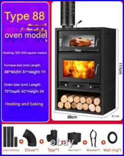 Carbon steel wood stove with oven, modern wood burning stove Carbon steel wood stove with oven, modern wood burning stove