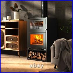 Carbon steel wood stove with oven, modern wood burning stove Carbon steel wood stove with oven, modern wood burning stove