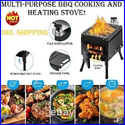 Cast Iron Outdoor Camping Stove Portable Wood Burning BBQ Cooking Grill
