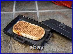 Cast Iron PANINI COOKER Bacon Press Skillet Grill use INSIDE Wood Burning Stoves
