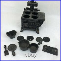 Cast Iron Toy Wood Burning Stove and Accessories Queen Saleman Sample Size