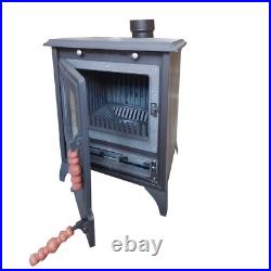 Cast Iron Wood Burning Stove with Metal Base for Home Heating