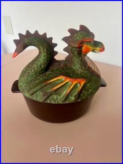 Cast Iron/ceramic Dragon Minutman 1986 Wood Burning Stove Steamer