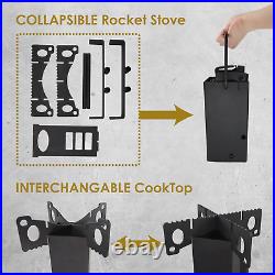 Collapsible Rocket Stove by with FREE Carrying Bag a Portable Wood Burning Cam