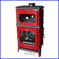 Colorful Vertical Cast Iron Wood Burning Stove with Wall Protector