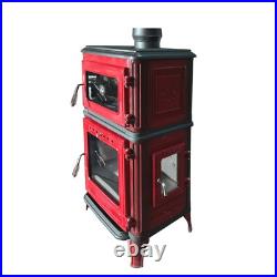 Colorful Vertical Cast Iron Wood Burning Stove with Wall Protector
