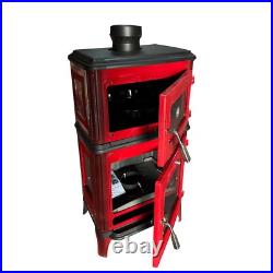 Colorful Vertical Cast Iron Wood Burning Stove with Wall Protector