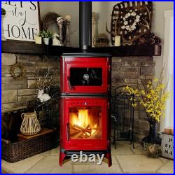 Colorful Vertical Cast Iron Wood Burning Stove with Wall Protector