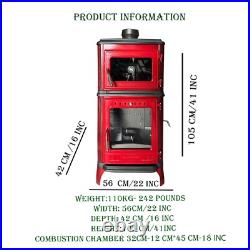Colorful Vertical Cast Iron Wood Burning Stove with Wall Protector