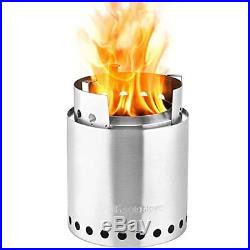 Compact Wood Burning Stainless Steel Stove Use Twig Fuel & Boils Water In Mins