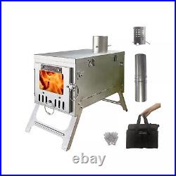 DANCHEL OUTDOOR 100% Titanium Folding Wood Stove for Hot Tent Camping