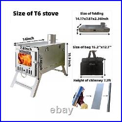 DANCHEL OUTDOOR 100% Titanium Folding Wood Stove for Hot Tent Camping