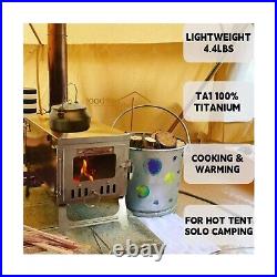 DANCHEL OUTDOOR 100% Titanium Folding Wood Stove for Hot Tent Camping