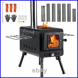 DEERFAMY Tent Stove, Wood Burning Stove with 7 Section Chimney Pipes, Camping