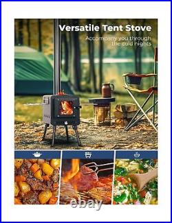 DEERFAMY Tent Stove, Wood Burning Stove with 7 Section Chimney Pipes, Camping