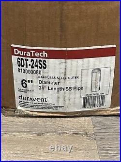 DURAVENT 6 DuraTech Vent Pipe Stainless Steel 24 Length #6DT-24SS DURAVENT 6 DuraTech Vent Pipe Stainless Steel 24 Length #6DT-24SS
