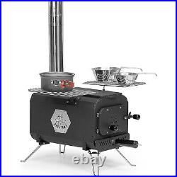 Deerfamy Camping Hot Tent Stove Portable Burning Stove Carbon Steel Tent Stove