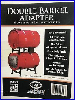 Double Barrel Stove Adapter Kit for Wood Burning Camp Stoves Parts Cast Iron NEW