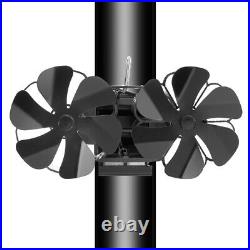 Double Head 12-blade Thermal Power Wood Burning Fireplace Fan With Thermometer