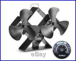 Double Stove Fan Heat Powered Fireplace Top Log Burner Eco Friendly Burning New