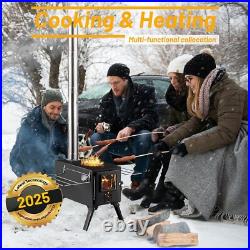 Durable Cast Iron Camping Wood Stove with Included Accessories for Winter Fun