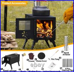 Durable Cast Iron Camping Wood Stove with Included Accessories for Winter Fun