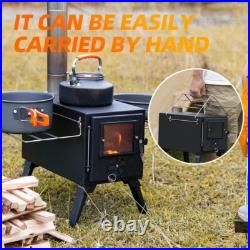 Durable Cast Iron Camping Wood Stove with Included Accessories for Winter Fun