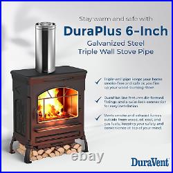 Duraplus 36 X 6 Inch Galvanized Stainless Steel Triple Wall Wood Burning Stove P