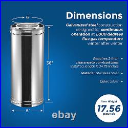 Duraplus 36 X 6 Inch Galvanized Stainless Steel Triple Wall Wood Burning Stove P
