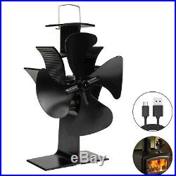 EXTSUD 4 Blades Heat Powered Fan, Silent Operation Stove Fan for Wood Burning