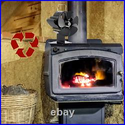 Elec Tech 5 Blades Wood Burning Stove Fireplace Fan Improved Silent Motors Hea