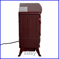 Electric Fireplace Freestanding Stove Wood Burning Flame 750With1500W Red Brown