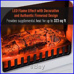Electric Fireplace Freestanding Stove with Heater Log Wood Burning Flame