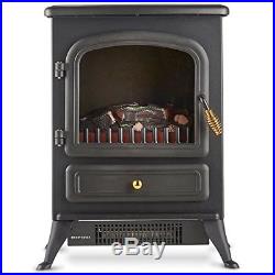 Electric Fireplace Stove Heater Portable Free Standing Log Wood Burning Flame