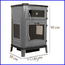 Enamelled cast iron stove with oven, wood burning stove, % 100 cast iron stove
