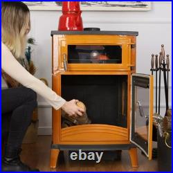 Enamelled cast iron stove with oven, wood burning stove, % 100 cast iron stove