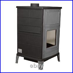 Enamelled cast iron stove with oven, wood burning stove, % 100 cast iron stove