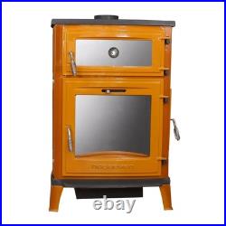 Enamelled cast iron stove with oven, wood burning stove, % 100 cast iron stove