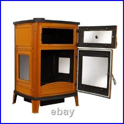 Enamelled cast iron stove with oven, wood burning stove, % 100 cast iron stove