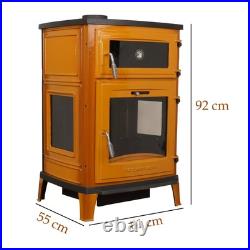 Enamelled cast iron stove with oven, wood burning stove, % 100 cast iron stove