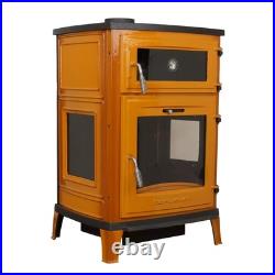 Enamelled cast iron stove with oven, wood burning stove, % 100 cast iron stove