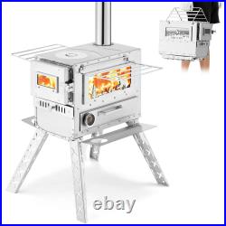 Erommy Camping Stove Wood Burning Tent Stoves+Oven Camping Portable+Chimney+Bag