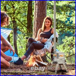 Erommy Camping Stove Wood Burning Tent Stoves+Oven Camping Portable+Chimney+Bag